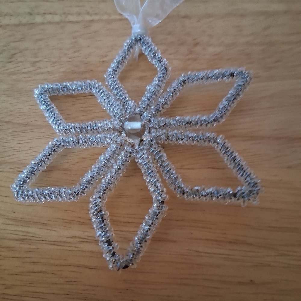 Handmade Elegant Silver Snowflake Ornament